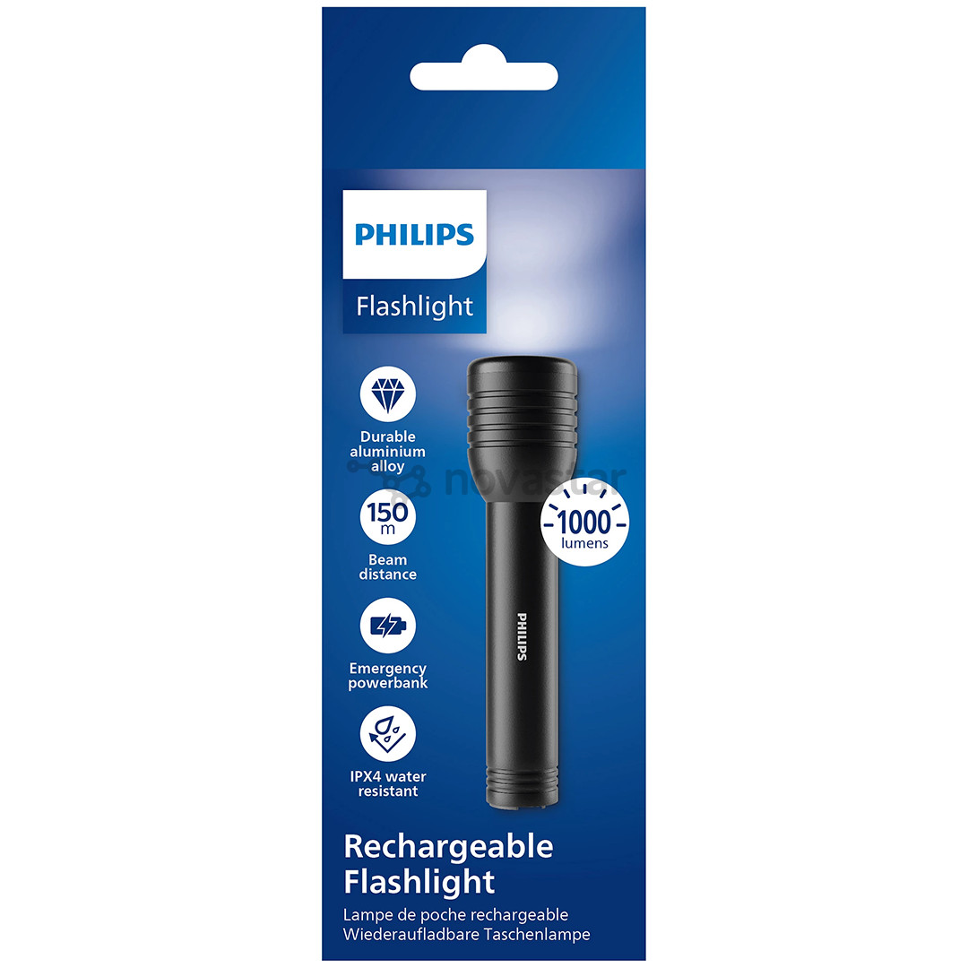 Philips Torch, 1000 lm, juodas - Prožektorius