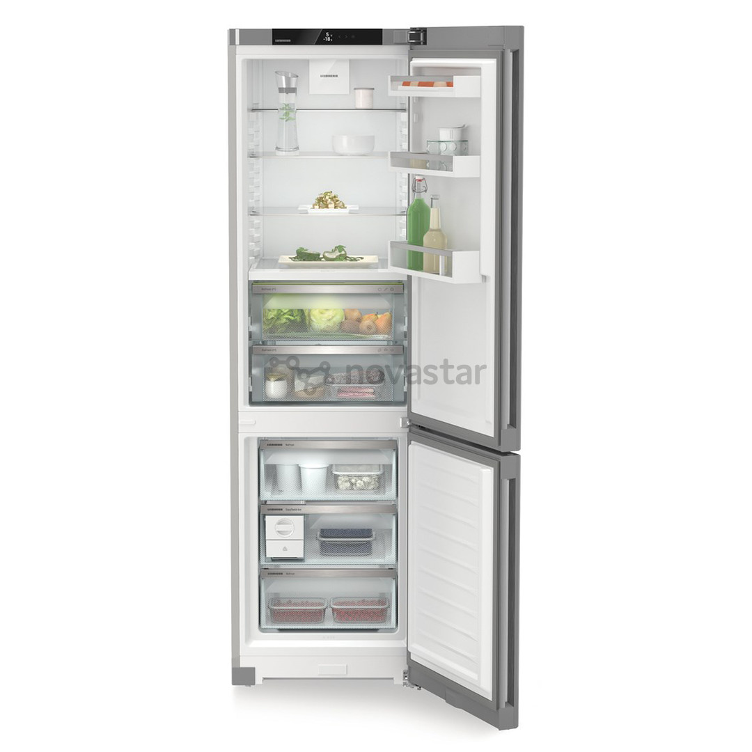 Liebherr, Plus BioFresh, NoFrost, 360 L, aukštis 202 cm, sidabro spalvos - Šaldytuvas