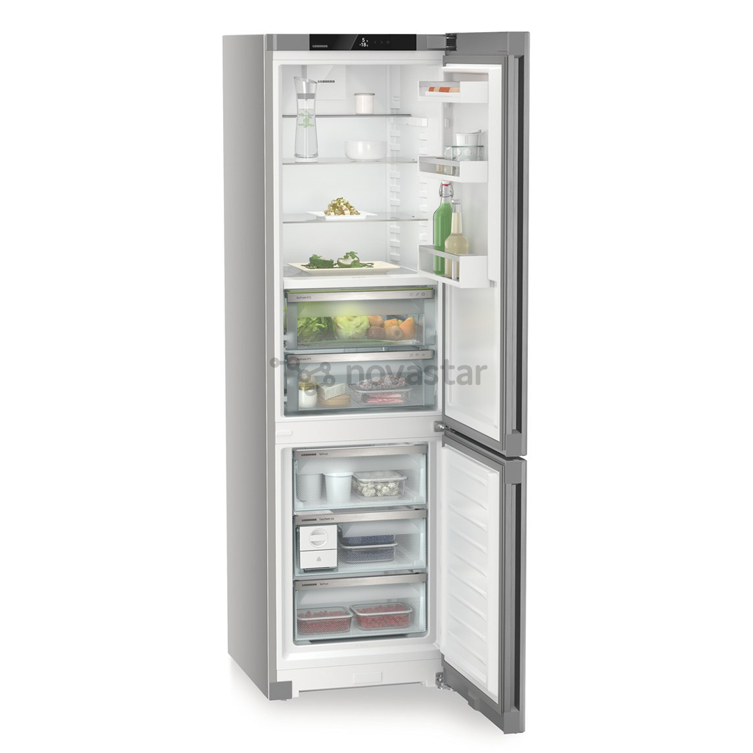 Liebherr, Plus BioFresh, NoFrost, 360 L, aukštis 202 cm, sidabrinis - Šaldytuvas