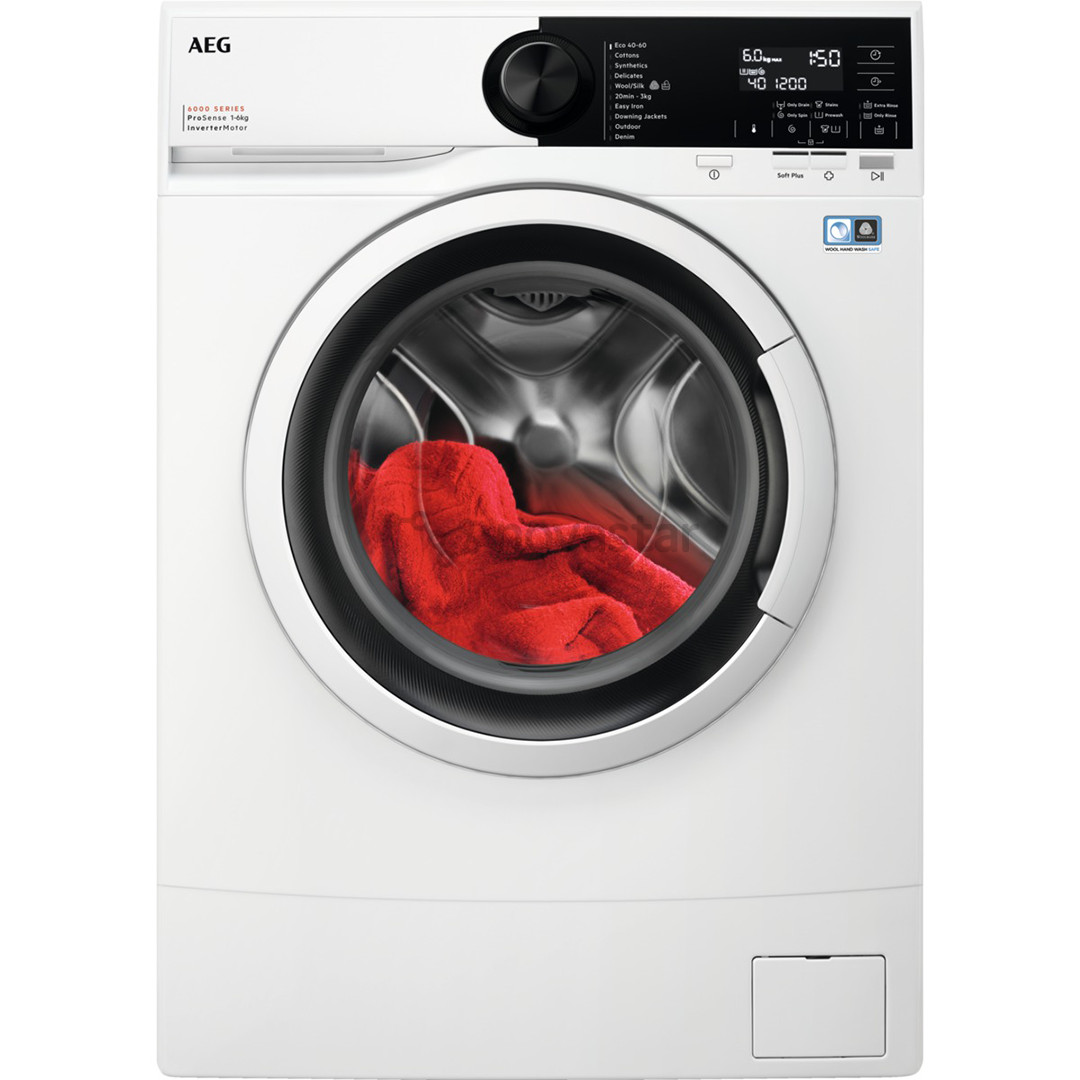 AEG 6000 Series ProSense®, 6 kg, gylis 37,2 cm, 1200 aps./min. - Skalbimo mašina