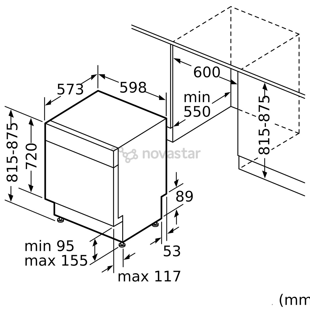 Bosch, Series 4, 14 komplektų talpa - Įmontuojama indaplovė