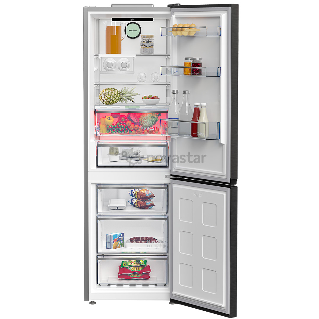 Šaldytuvas Beko, No Frost, 316 L, aukštis 187 cm, pilkas