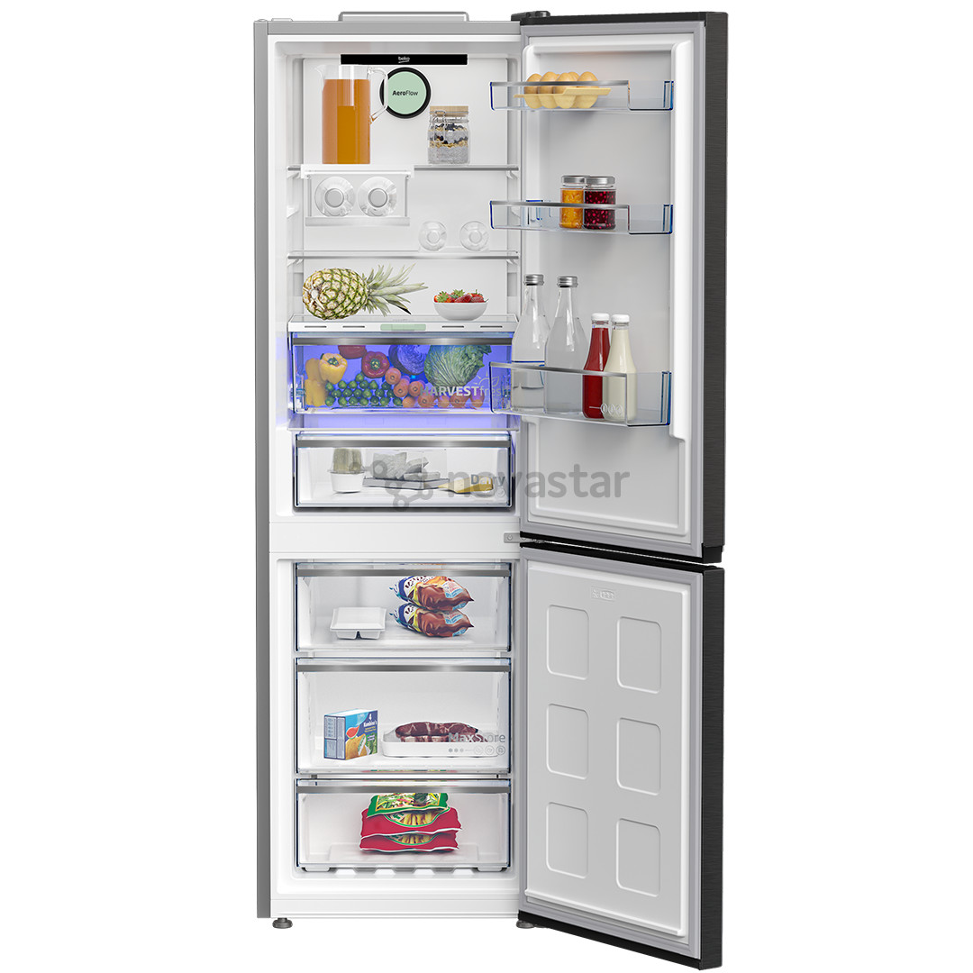 Šaldytuvas Beko, No Frost, 316 L, aukštis 187 cm, pilkas