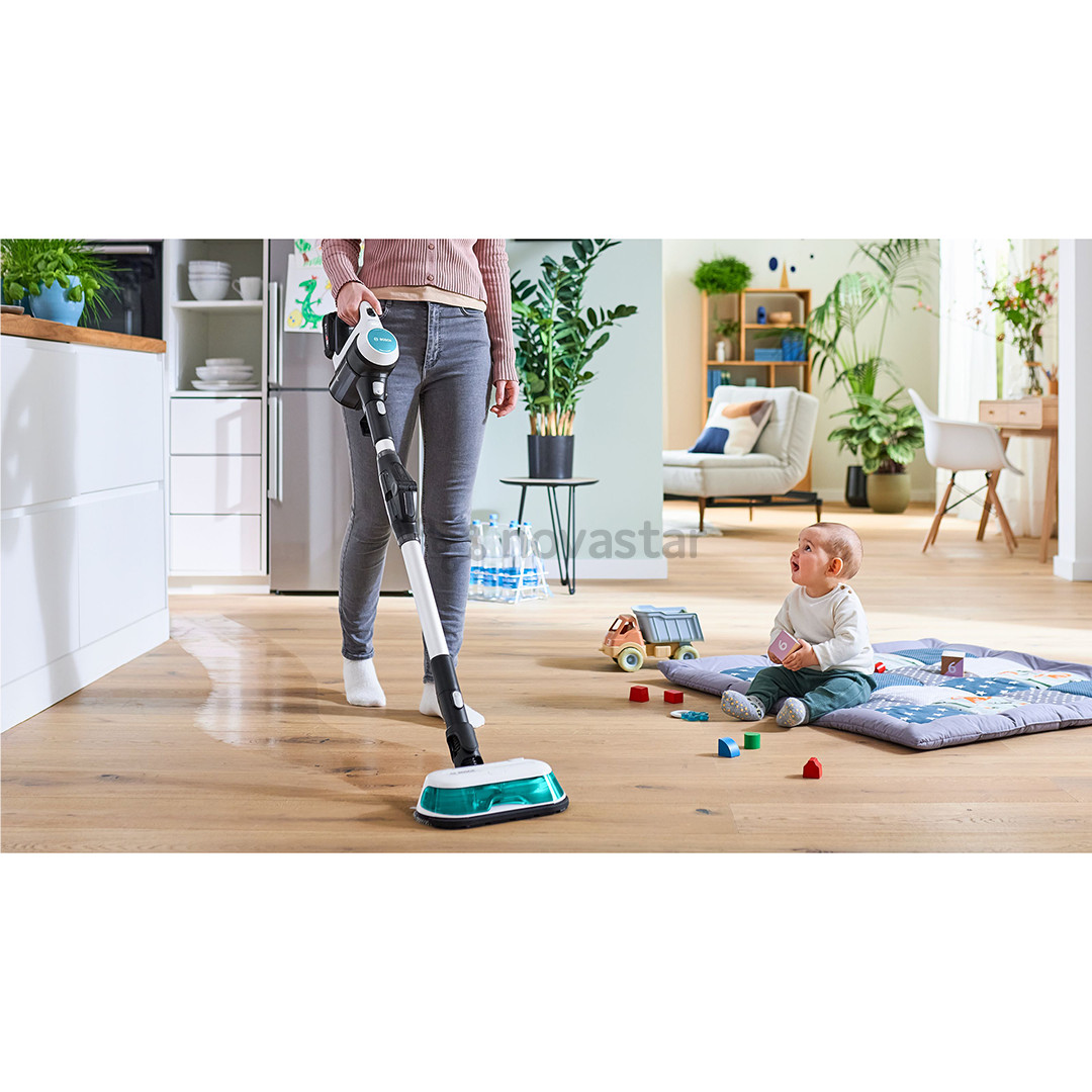 Bosch Unlimited 7 ProHygienic Aqua, 2in1, juodas/baltas – Belaidis dulkių siurblys