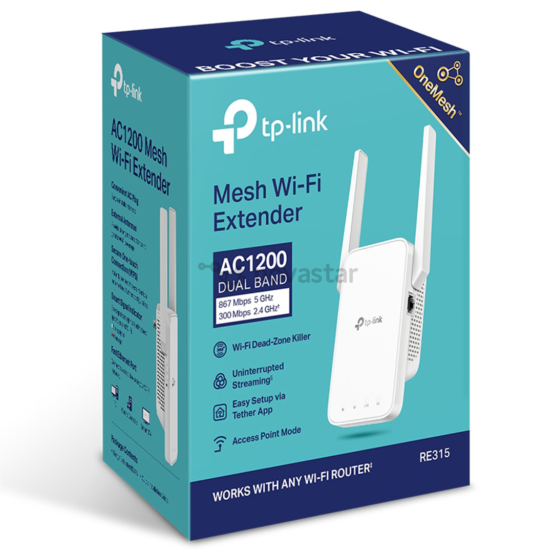 TP-Link RE315, AC1200, baltas - Wi-Fi ryšio stiprintuvas