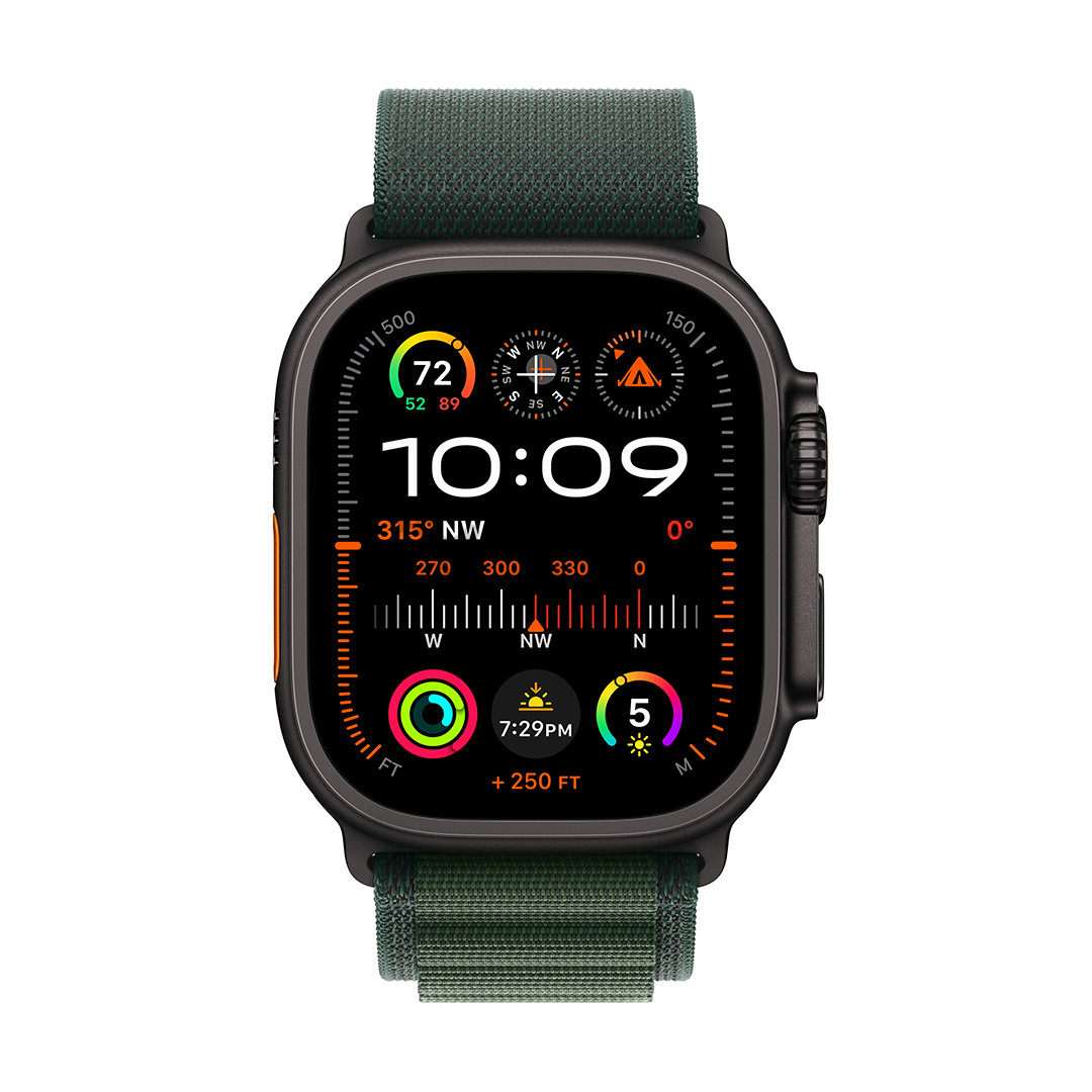 Apple Watch Ultra 2, 49 mm, Alpine Loop, Medium, black titanium / dark green - Smartwatch