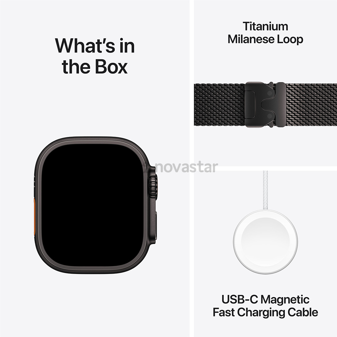 Apple Watch Ultra 2, 49 mm, Titanium Milanese Loop, Large, juodo titano spalvos / juodas - Išmanusis laikrodis