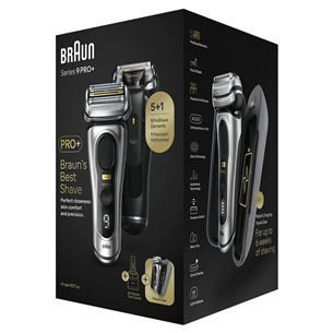 Skustuvas  Braun Series 9 Pro+ Wet & Dry, 6-in-1 SmartCare centre and PowerCase, sidabro spalvos
