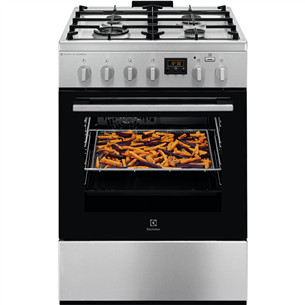 Electrolux 600 Series SteamBake, 58 л, ширина 60 см, нерж. сталь - Газовая плита с электрической духовкой LKK664220X