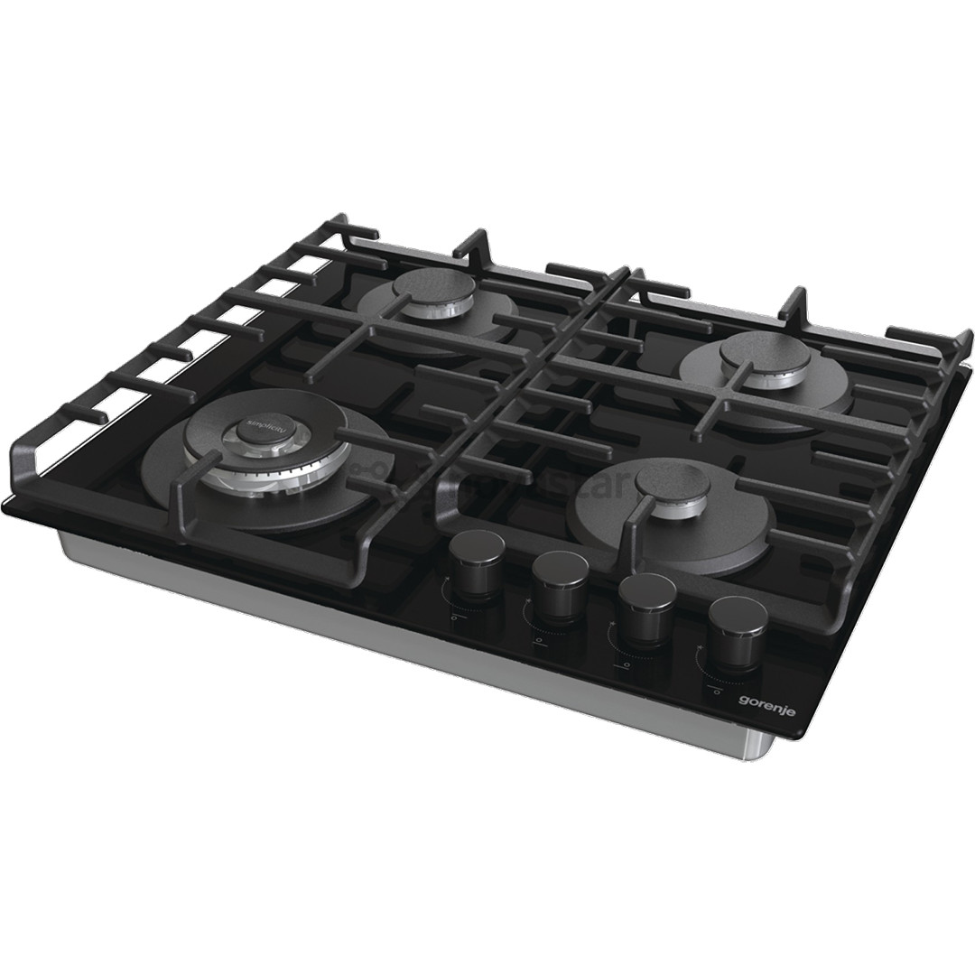 Gorenje, width 60 cm, black - Built-in gas hob