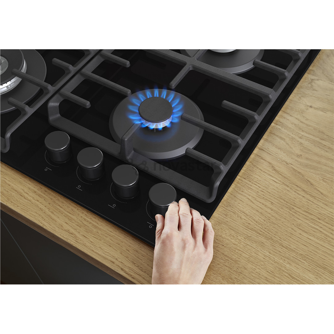 Gorenje, width 60 cm, black - Built-in gas hob