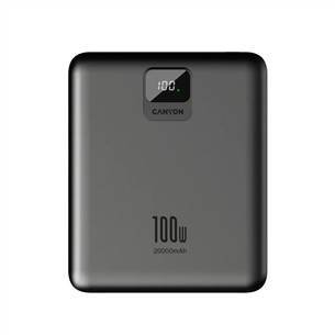 Canyon PB-2008, 100 W, 20000 mAh, tamsiai pilka - Išorinė baterija