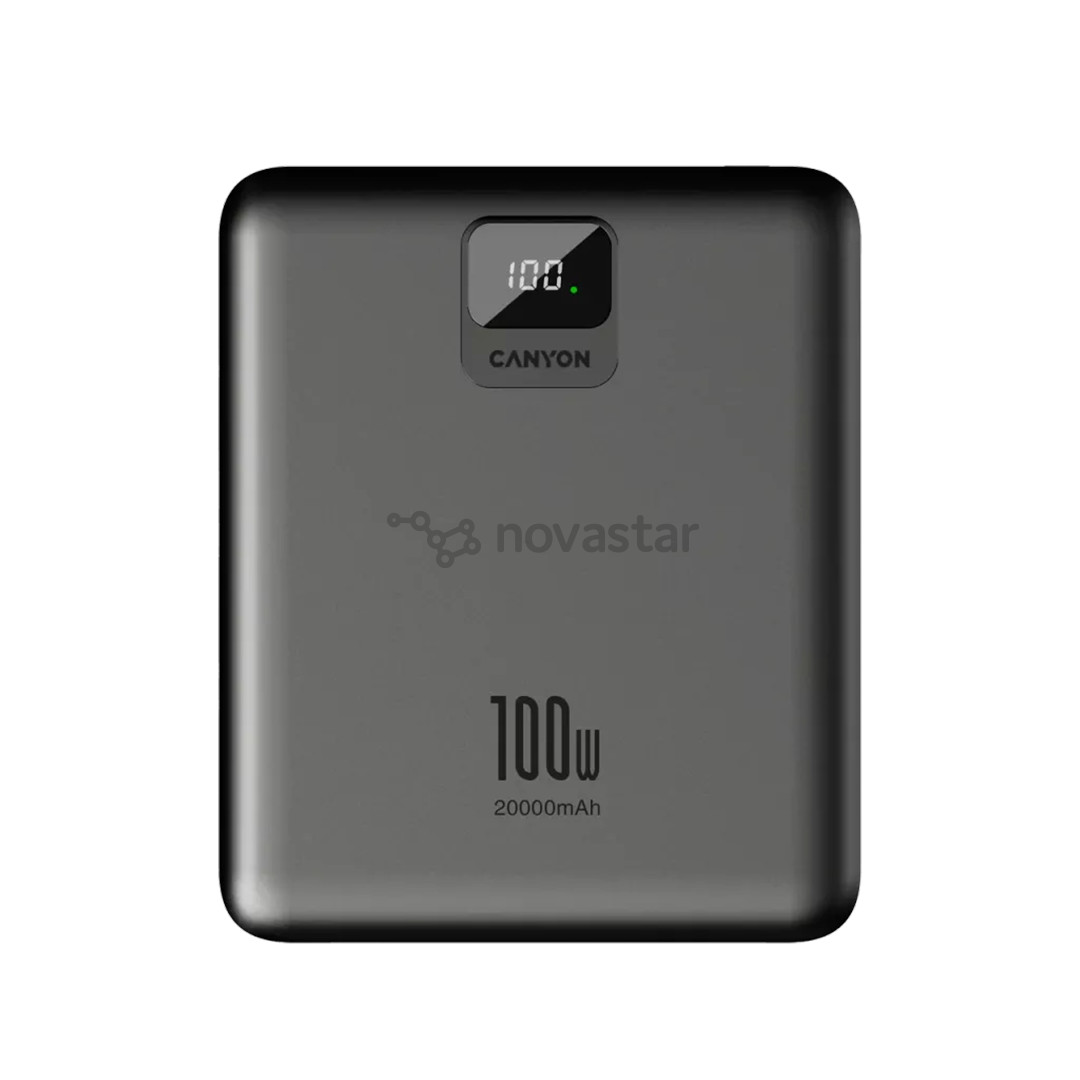 Canyon PB-2008, 100 W, 20000 mAh, tamsiai pilka - Išorinė baterija