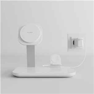 Įkrovimo stotelė Puro Mag Station 3-in-1 Desk Stand, MagSafe, Qi2, balta