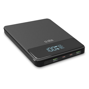 Išorinė baterija SBS Power Lite, 20000 mAh, LCD, juoda TTBB20000PD100W