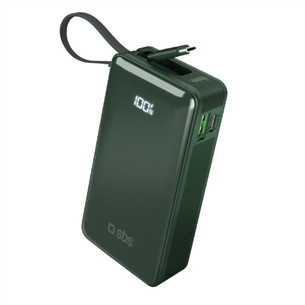 Išorinė baterija SBS LCD Power Bank, 10000 mAh, žalia