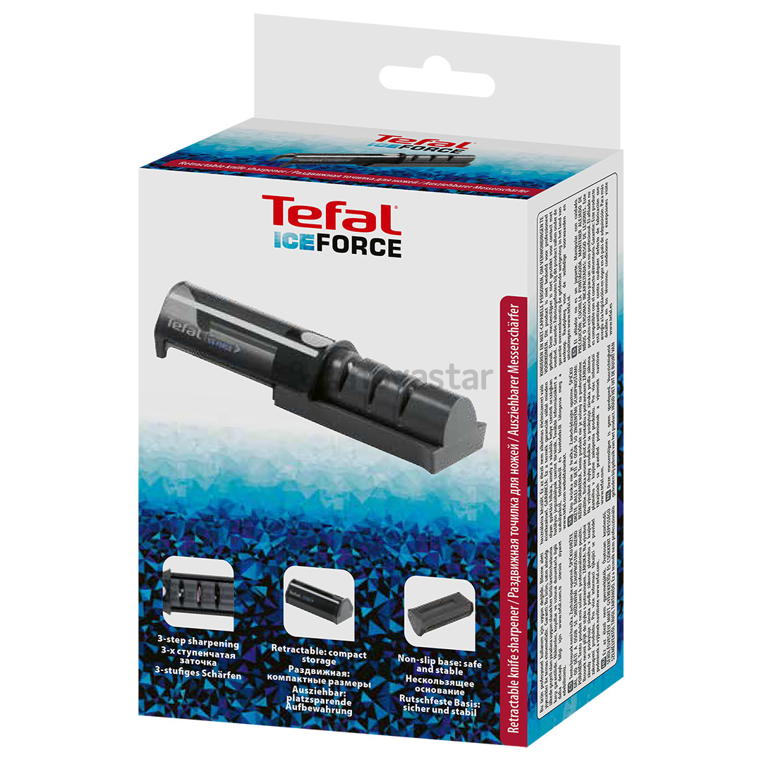 Peilių galąstuvas Tefal Ice Force, 12.5x5.9 cm, juodas
