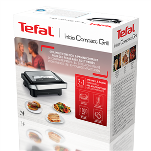 Elektrinis grilis Tefal Inicio Compact, 1000 W, nerūdijančio plieno