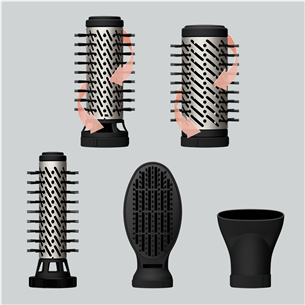 Plaukų formavimo šukos Rowenta Brush Activ, 1000 W, juodos
