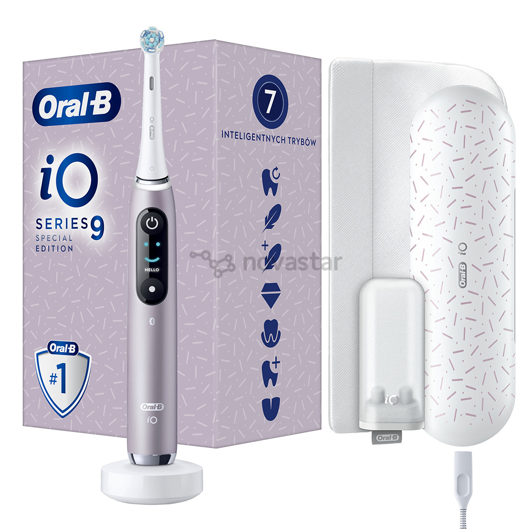 Braun Oral-B iO 9, su kelioniniu dėklu, rožinis - Elektrinis dantų šepetėlis