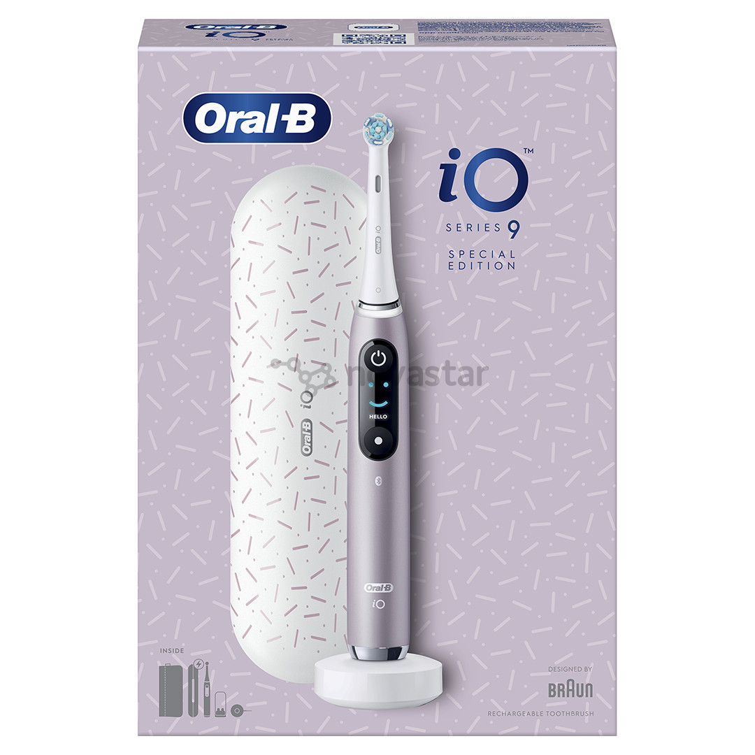 Braun Oral-B iO 9, su kelioniniu dėklu, rožinis - Elektrinis dantų šepetėlis