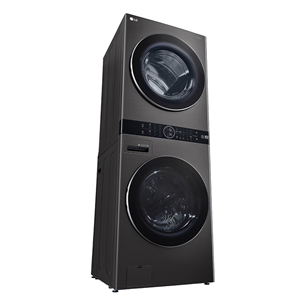 LG, 12 kg + 10 kg, gylis 66 cm, 1400aps/min, juoda - Skalbimo mašina + Džiovyklė