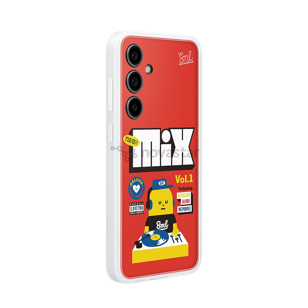 Dėklas Samsung Flipsuit Case, Galaxy S24 FE, skaidrus/raudonas