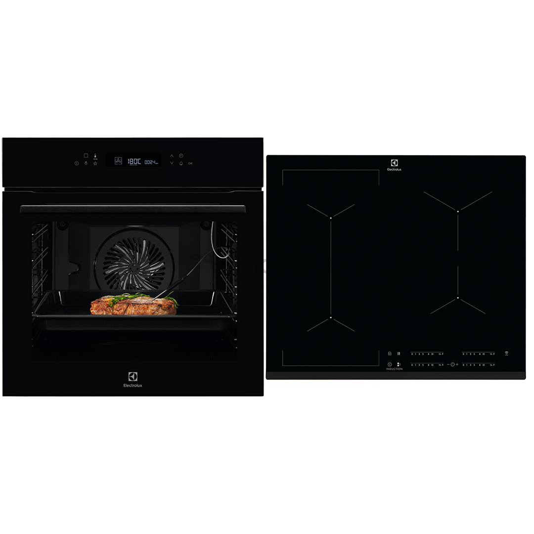 Electrolux, 71 L, black - Built-in oven + induction hob