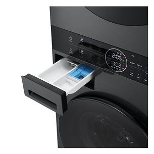 LG, 12 kg + 10 kg, gylis 66 cm, 1400aps/min, juoda - Skalbimo mašina + Džiovyklė