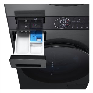 LG, 12 kg + 10 kg, gylis 66 cm, 1400aps/min, juoda - Skalbimo mašina + Džiovyklė