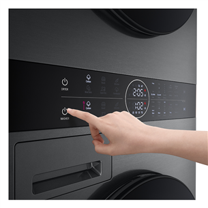 LG, 12 kg + 10 kg, gylis 66 cm, 1400aps/min, juoda - Skalbimo mašina + Džiovyklė
