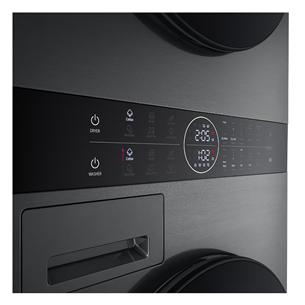 LG, 12 kg + 10 kg, gylis 66 cm, 1400aps/min, juoda - Skalbimo mašina + Džiovyklė
