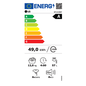 LG, 12 kg + 10 kg, gylis 66 cm, 1400aps/min, juoda - Skalbimo mašina + Džiovyklė