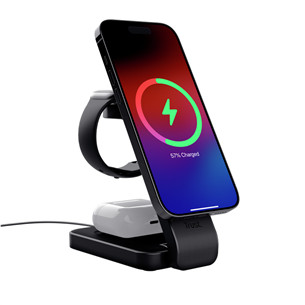 Belaidė įkrovimo stotelė Trust Viro 3-in-1 Wireless Magnetic Charge Stand, Qi, juoda