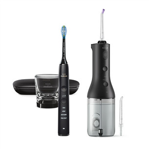 Irigatorius + elektrinis dantų šepetėlis Philips Sonicare Cordless Power Flosser, juodas HX3886/43