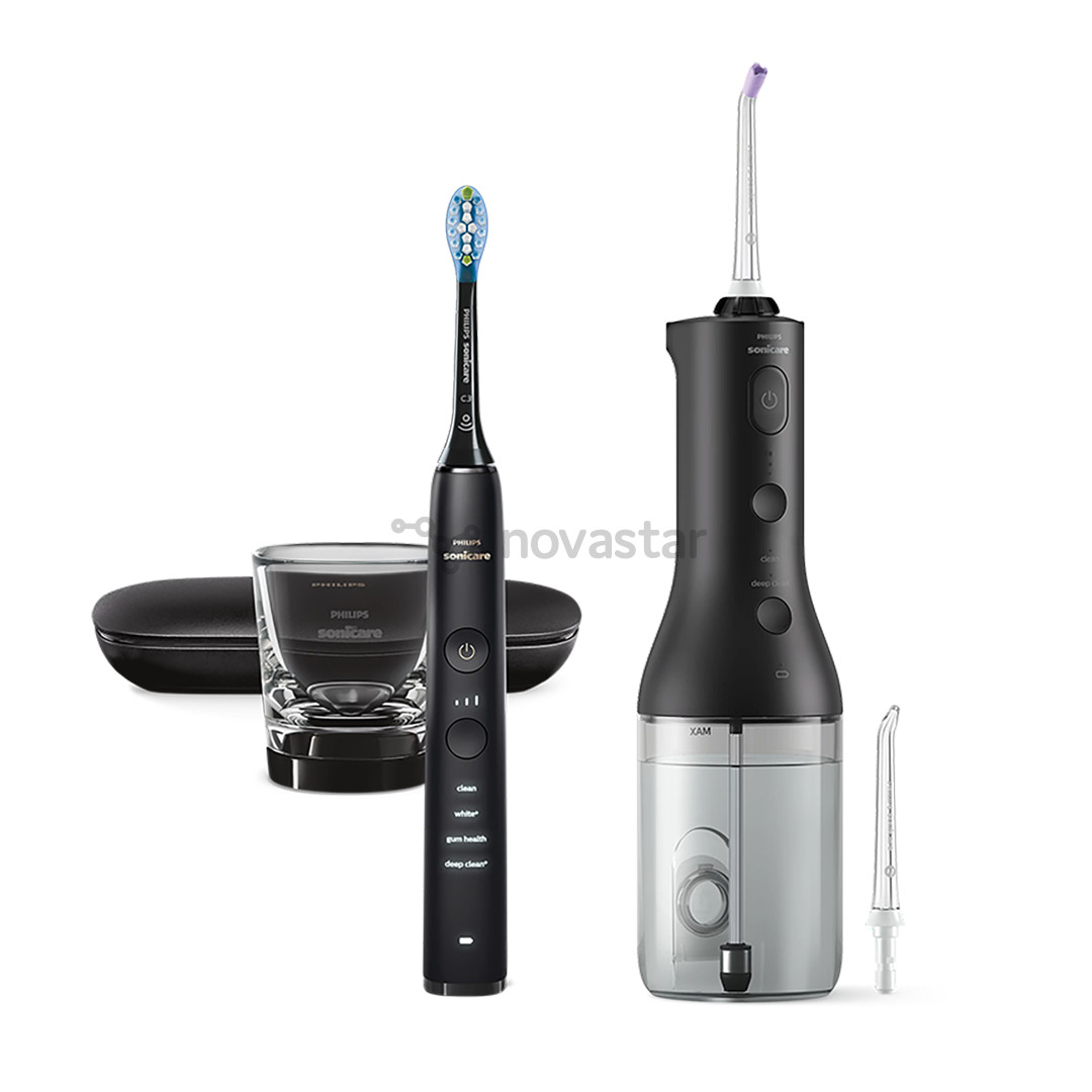 Irigatorius + elektrinis dantų šepetėlis Philips Sonicare Cordless Power Flosser, juodas