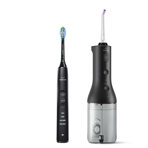 Irigatorius + elektrinis dantų šepetėlis Philips Sonicare Cordless Power Flosser, juodas