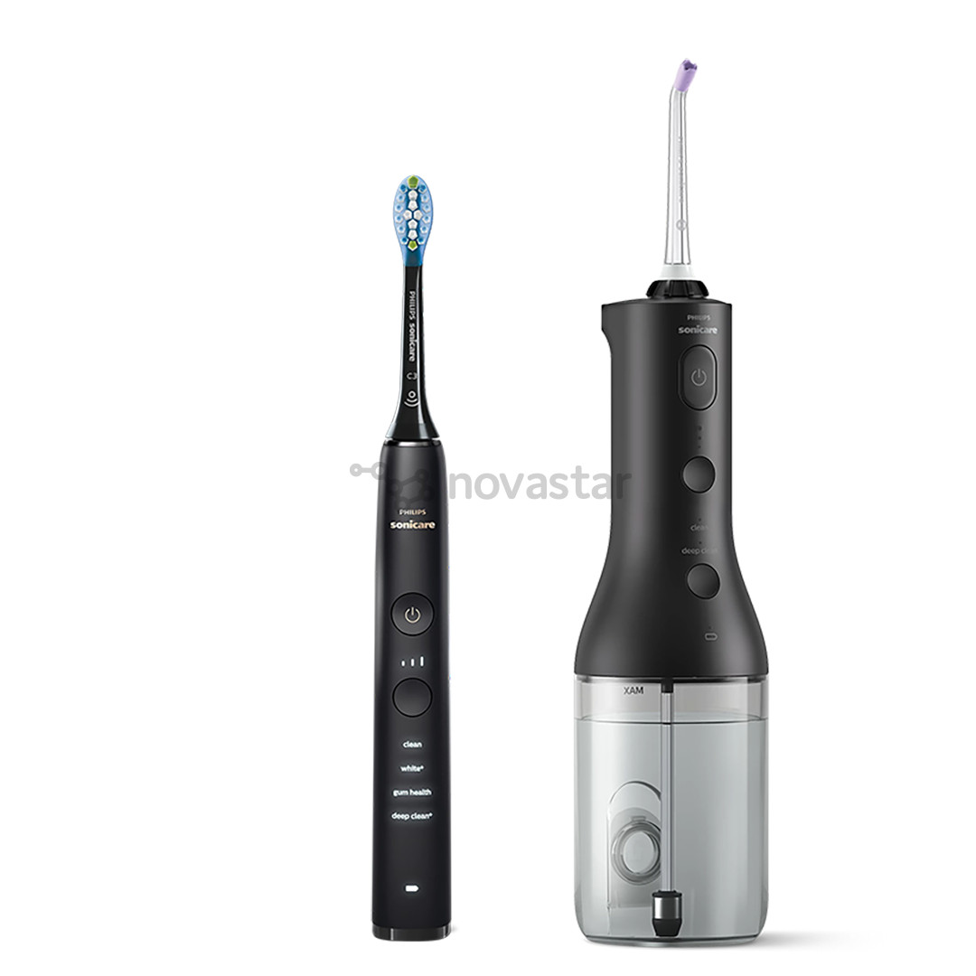 Irigatorius + elektrinis dantų šepetėlis Philips Sonicare Cordless Power Flosser, juodas