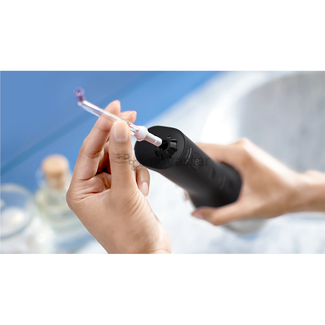 Irigatorius + elektrinis dantų šepetėlis Philips Sonicare Cordless Power Flosser, juodas