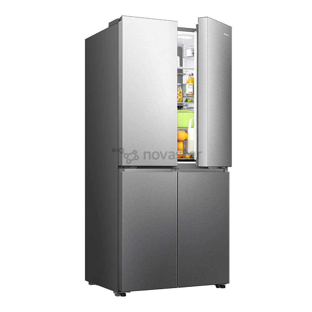 Hisense, Cross Door, No Frost, 483 L, aukštis 179 cm, pilkas - SBS šaldytuvas
