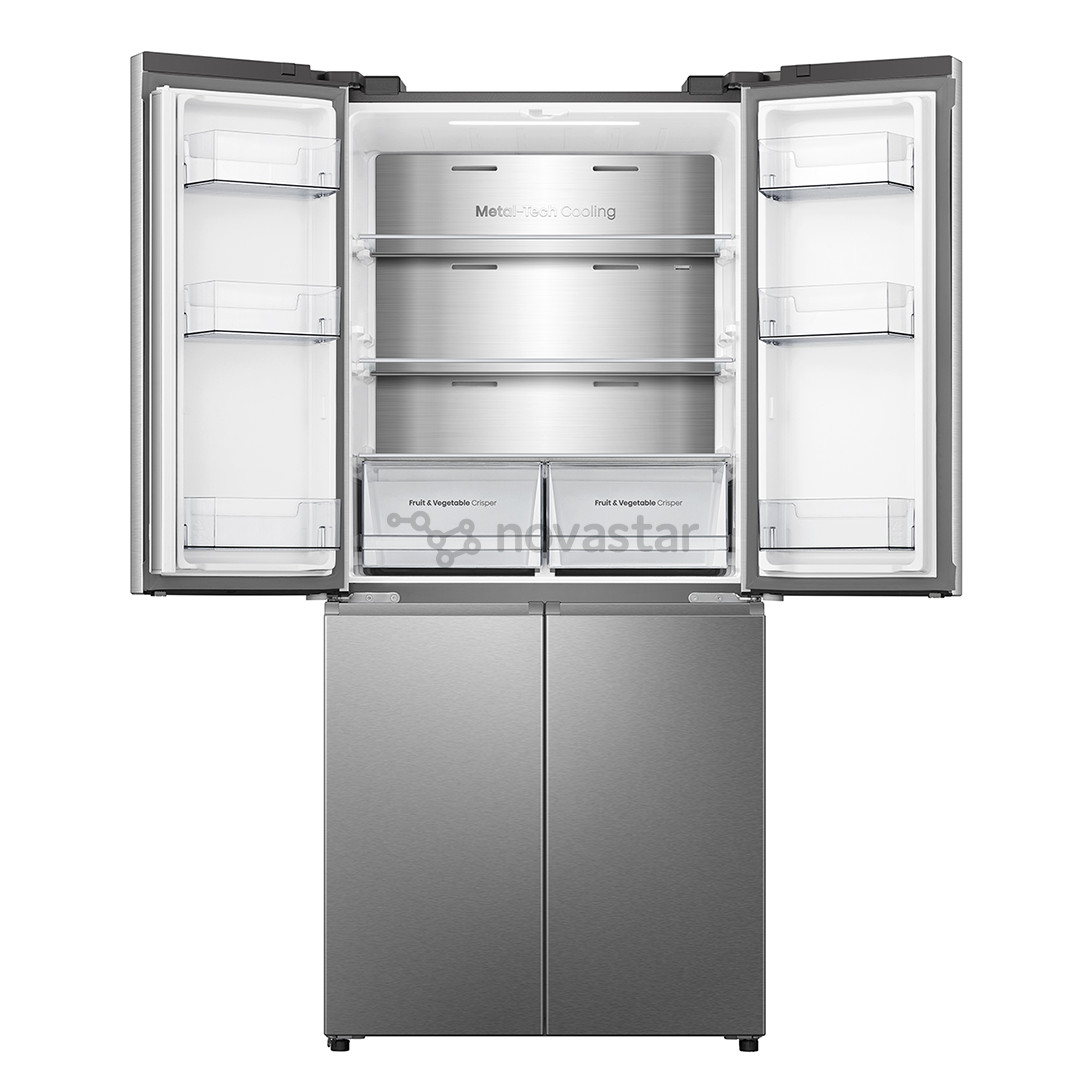 Hisense, Cross Door, No Frost, 483 L, aukštis 179 cm, pilkas - SBS šaldytuvas