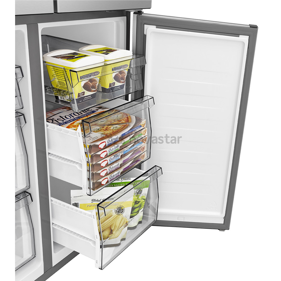 Hisense, Cross Door, No Frost, 483 L, aukštis 179 cm, pilkas - SBS šaldytuvas