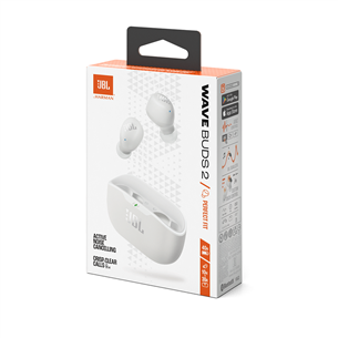 Belaidės ausinės JBL Wave Buds 2, baltos