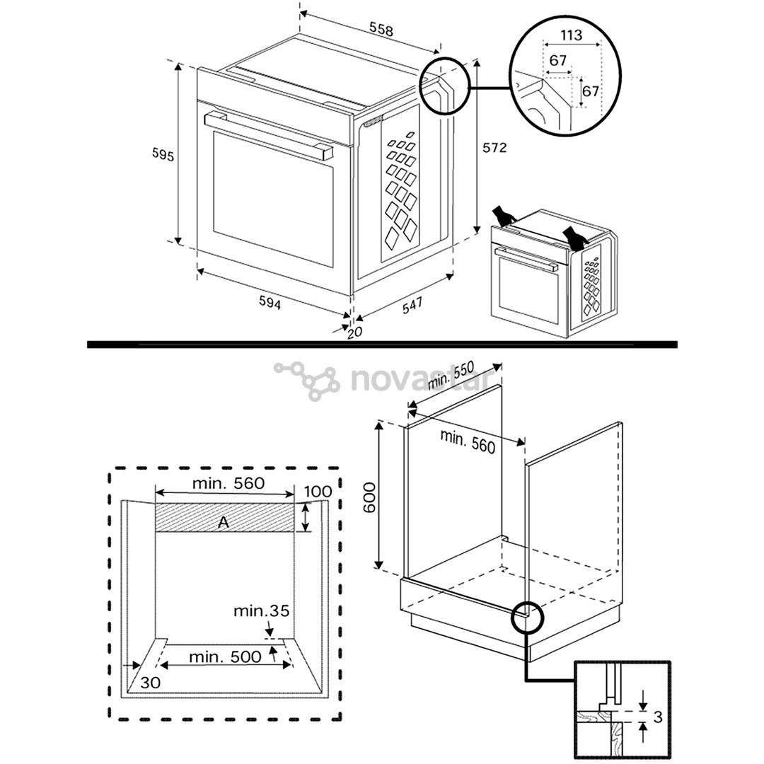Beko, 72 л, черный - Интегрируемый духовой шкаф