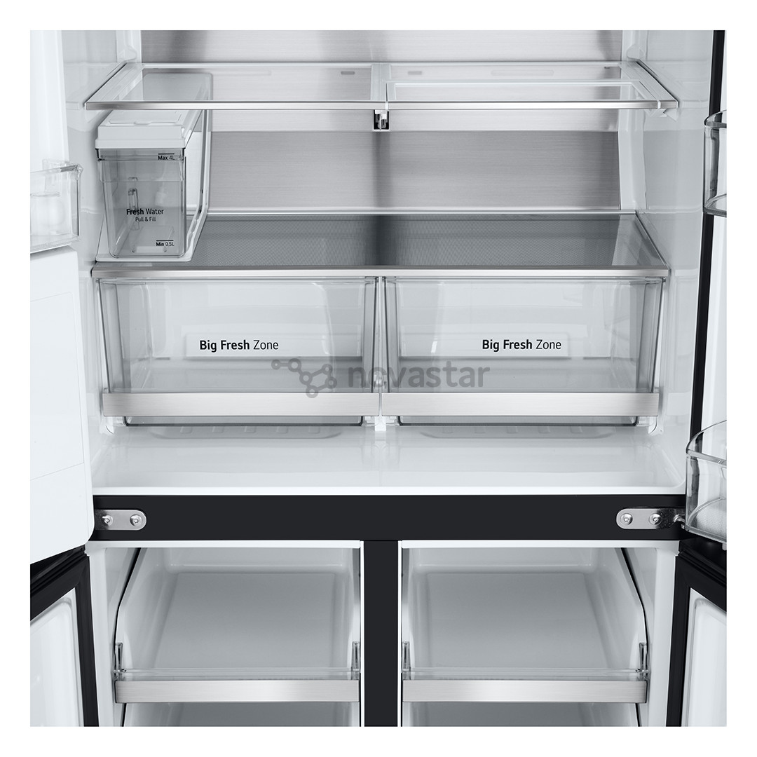 LG, NoFrost, Instaview, 508 L, aukštis 179 cm, juodas - SBS Šaldytuvas