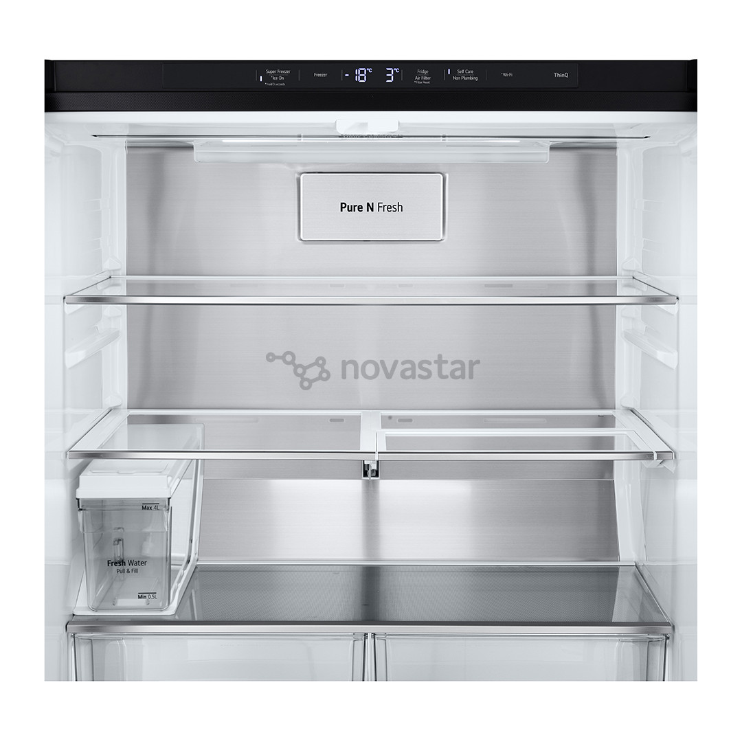 LG, NoFrost, Instaview, 508 L, aukštis 179 cm, juodas - SBS Šaldytuvas