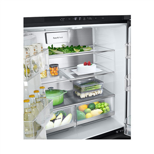 LG, NoFrost, Instaview, 508 L, aukštis 179 cm, juodas - SBS Šaldytuvas