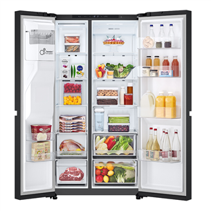LG, Water & Ice Dispenser, 641 l, aukštis 179 cm, juodas - SBS šaldytuvas