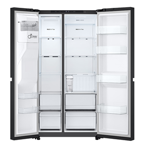 LG, Water & Ice Dispenser, 641 l, aukštis 179 cm, juodas - SBS šaldytuvas