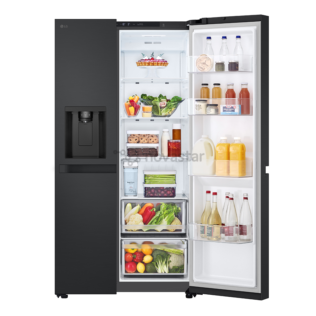 LG, Water & Ice Dispenser, 641 l, aukštis 179 cm, juodas - SBS šaldytuvas